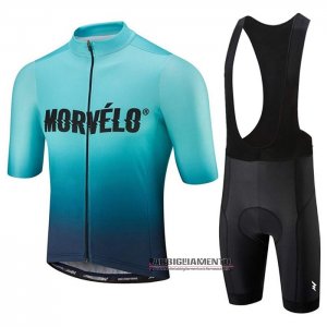 Abbigliamento Morvelo 2020 Manica Corta e Pantaloncino Con Bretelle Azzurro