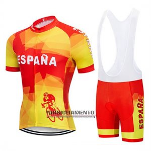 Abbigliamento Spagna 2019 Manica Corta e Pantaloncino Con Bretelle Rosso Giallo