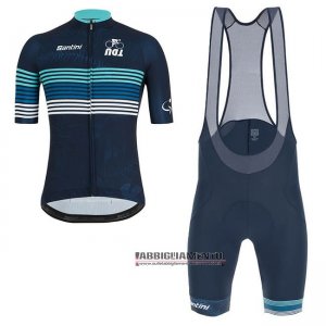 Abbigliamento Tour Down Under 2019 Manica Corta e Pantaloncino Con Bretelle Blu