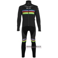Abbigliamento UCI Mondo Campione Trek Segafredo 2020 Manica Lunga e Calzamaglia Con Bretelle Nero