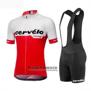 Donne Abbigliamento Cervelo 2019 Manica Corta e Pantaloncino Con Bretelle Bianco Rosso