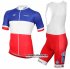 Abbigliamento FDJ 2017 Manica Corta E Pantaloncino Con Bretelle Bianco E Rosso