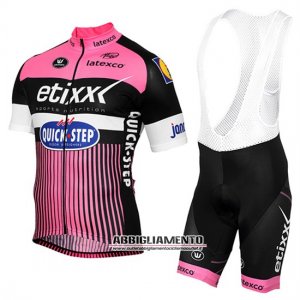 Abbigliamento Etixx Quick Step 2016 Manica Corta E Pantaloncino Con Bretelle Rosa E Nero