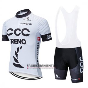 Abbigliamento CCC 2019 Manica Corta e Pantaloncino Con Bretelle Bianco Nero