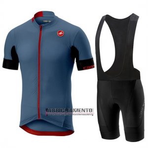 Abbigliamento Castelli Aero Race 2019 Manica Corta e Pantaloncino Con Bretelle Blu