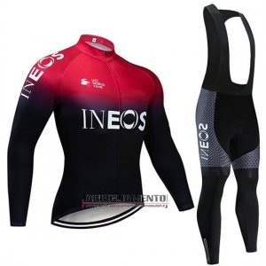 Abbigliamento Castelli Ineos 2019 Manica Lunga e Calzamaglia Con Bretelle Nero Rosso