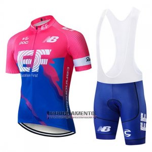 Abbigliamento EF Education First 2019 Manica Corta e Pantaloncino Con Bretelle Blu Rosa