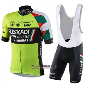 Abbigliamento Euskadi Murias 2018 Manica Corta e Pantaloncino Con Bretelle Nero Verde