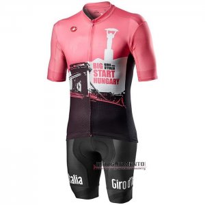 Abbigliamento Giro d\'Italia 2020 Manica Corta e Pantaloncino Con Bretelle Bianco Nero Rosa