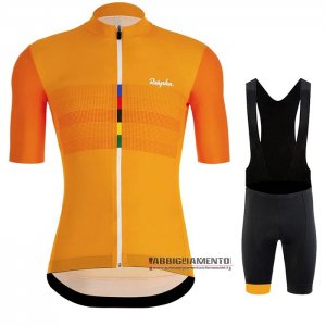 Abbigliamento Rapha 2020 Manica Corta e Pantaloncino Con Bretelle Arancione