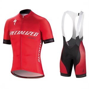 Abbigliamento Specialized 2018 Manica Corta e Pantaloncino Con Bretelle Rosso Bianco Nero