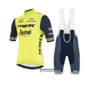 Abbigliamento Trek Segafredo Manica Corta e Pantaloncino Con Bretelle 2021 Giallo Scuro