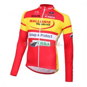 Abbigliamento Wallonie Bruxelles 2016 Manica Lunga E Calza Abbigliamento Con Bretelle giallo e rosso