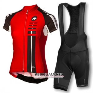 Donne Abbigliamento Assos 2016 Manica Corta E Pantaloncino Con Bretelle Nero E Rosso