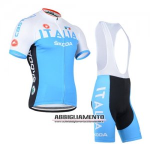 Abbigliamento Castelli 2014 Manica Corta E Pantaloncino Con Bretelle Blu E Bianco