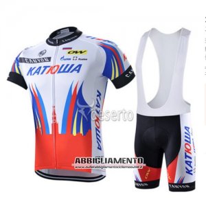 Abbigliamento Katusha 2015 Manica Corta E Pantaloncino Con Bretelle Bianco E Rosso