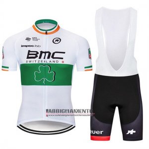 Abbigliamento BMC 2019 Manica Corta e Pantaloncino Con Bretelle Bianco Verde