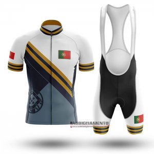 Abbigliamento Campione Portugal 2020 Manica Corta e Pantaloncino Con Bretelle Azzurro Giallo