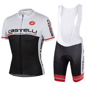 Abbigliamento Castelli 2017 Manica Corta e Pantaloncino Con Bretelle nero e bianco