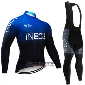 Abbigliamento Castelli Ineos 2019 Manica Lunga e Calzamaglia Con Bretelle Nero Blu