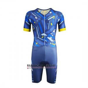 Abbigliamento Emonder-triathlon 2019 Manica Corta e Pantaloncino Con Bretelle Blu Giallo