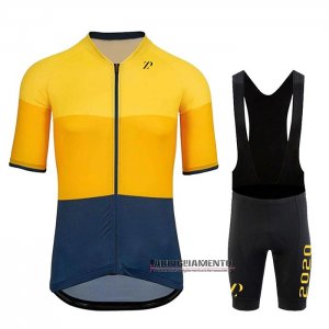 Abbigliamento Rapha 2020 Manica Corta e Pantaloncino Con Bretelle Giallo Blu