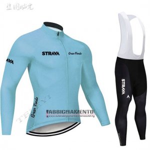 Abbigliamento STRAVA 2019 Manica Lunga e Calzamaglia Con Bretelle Celeste