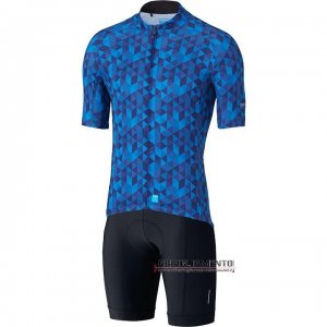 Abbigliamento Shimano 2020 Manica Corta e Pantaloncino Con Bretelle Blu(1)