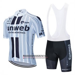 Abbigliamento Sunweb 2020 Manica Corta e Pantaloncino Con Bretelle Bianco Nero