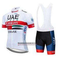 Abbigliamento UCI Mondo Campione Uae 2019 Manica Corta e Pantaloncino Con Bretelle Bianco Rosso