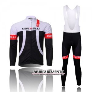 Abbigliamento Castelli 2012 Manica Lunga E Calza Abbigliamento Con Bretelle Bianco E Nero