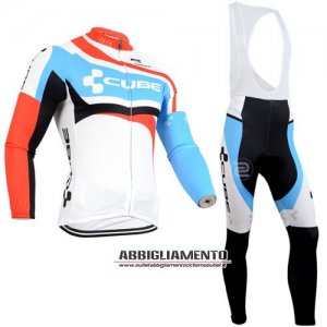 Abbigliamento Cube 2014 Manica Lunga E Calza Abbigliamento Con Bretelle Bianco E Celeste