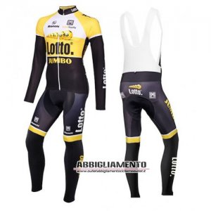 Abbigliamento Lotto Soudal 2016 Manica Lunga E Calza Abbigliamento Con Bretelle Giallo E Nero