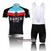 Abbigliamento Bianchi 2013 Manica Corta E Pantaloncino Con Bretelle Nero E Celeste