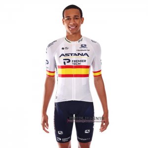 Abbigliamento Astana Manica Corta e Pantaloncino Con Bretelle 2021 Campione Spagna