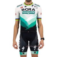 Abbigliamento Bora 2021 Manica Corta e Pantaloncino Con Bretelle Bianco Verde