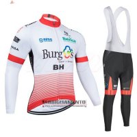 Abbigliamento Burgos BH 2020 Manica Lunga e Calzamaglia Con Bretelle Bianco e Rosso