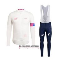 Abbigliamento EF Education First-drapac 2020 Manica Lunga e Calzamaglia Con Bretelle Bianco