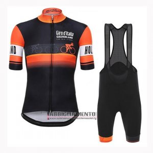 Abbigliamento Giro d\'Italia 2019 Manica Corta e Pantaloncino Con Bretelle Arancione