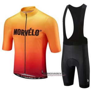 Abbigliamento Morvelo 2020 Manica Corta e Pantaloncino Con Bretelle Arancione