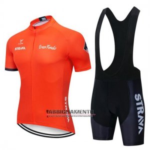 Abbigliamento STRAVA 2019 Manica Corta e Pantaloncino Con Bretelle Arancione