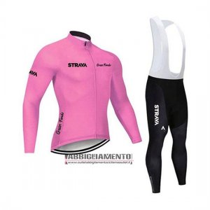 Abbigliamento STRAVA 2020 Manica Lunga e Calzamaglia Con Bretelle Rosa