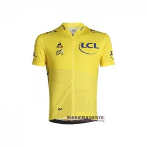 Abbigliamento Tour de France 2021 Manica Corta e Pantaloncino Con Bretelle Giallo