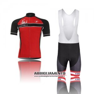 Abbigliamento Castelli 2010 Manica Corta E Pantaloncino Con Bretelle Nero E Rosso