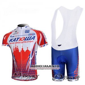 Abbigliamento Katusha 2011 Manica Corta E Pantaloncino Con Bretelle Bianco E Rosso