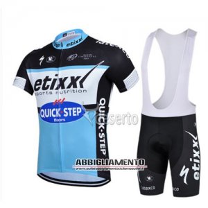 Abbigliamento Etixx Quickstep 2015 Manica Corta E Pantaloncino Con Bretelle Celeste E Nero