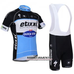 Abbigliamento Etixx Quickstep 2015 Manica Corta E Pantaloncino Con Bretelle Nero E Celeste