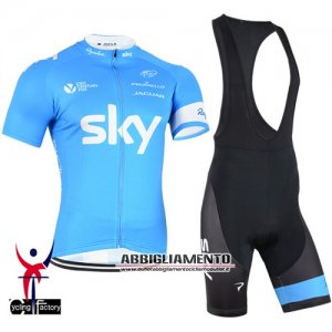 Abbigliamento Sky 2015 Manica Corta E Pantaloncino Con Bretelle Celeste E Bianco