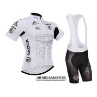 Abbigliamento Tour De France 2015 Manica Corta E Pantaloncino Con Bretelle Bianco