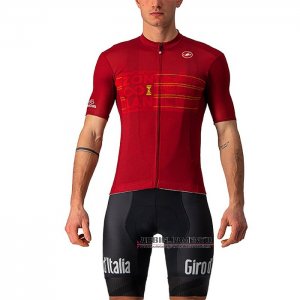 Abbigliamento Giro d\'Italia Manica Corta e Pantaloncino Con Bretelle 2021 Rosso